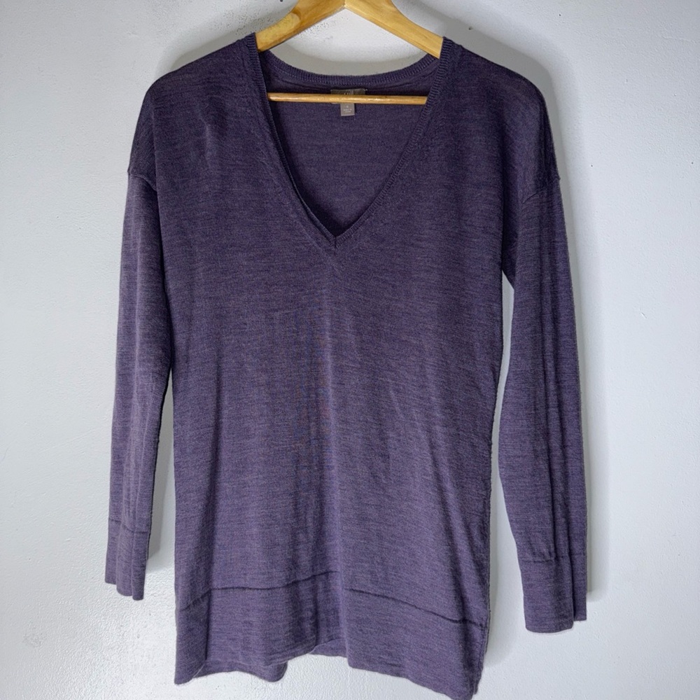 J Jill Italian Merino Wool Purple V Neck Merino Wool‎ Sweater Small